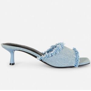 Rita Ora 90’s chic Primark  Frayed Denim kitten heels